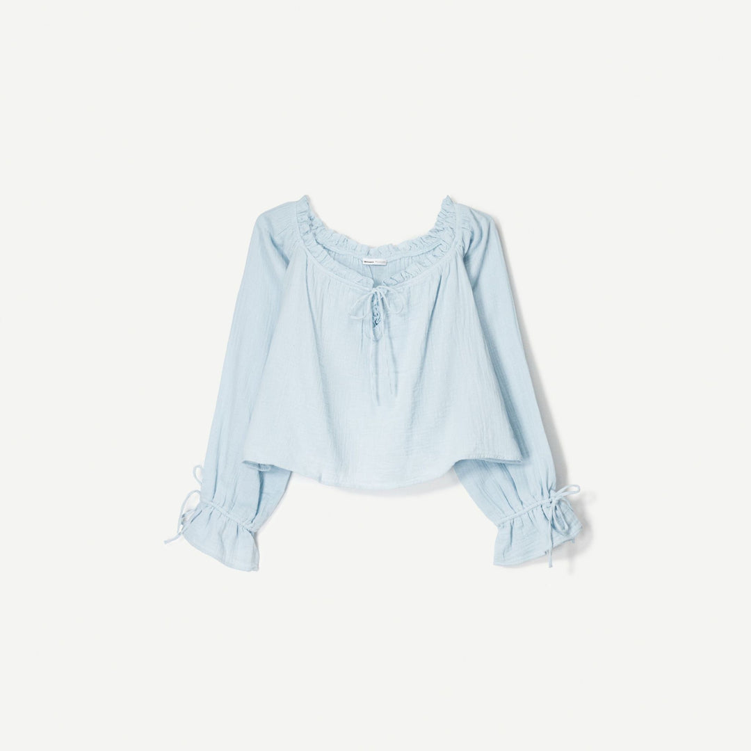 Moudda BERSHKA - Blouse Off-Shoulder - Double Tissu & Nœud - Tunisie 1