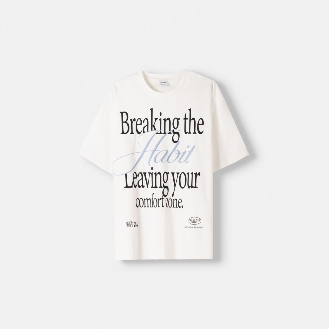 Moudda BERSHKA - T-shirt Relax Imprimé Lettres Brodées - Tunisie 1