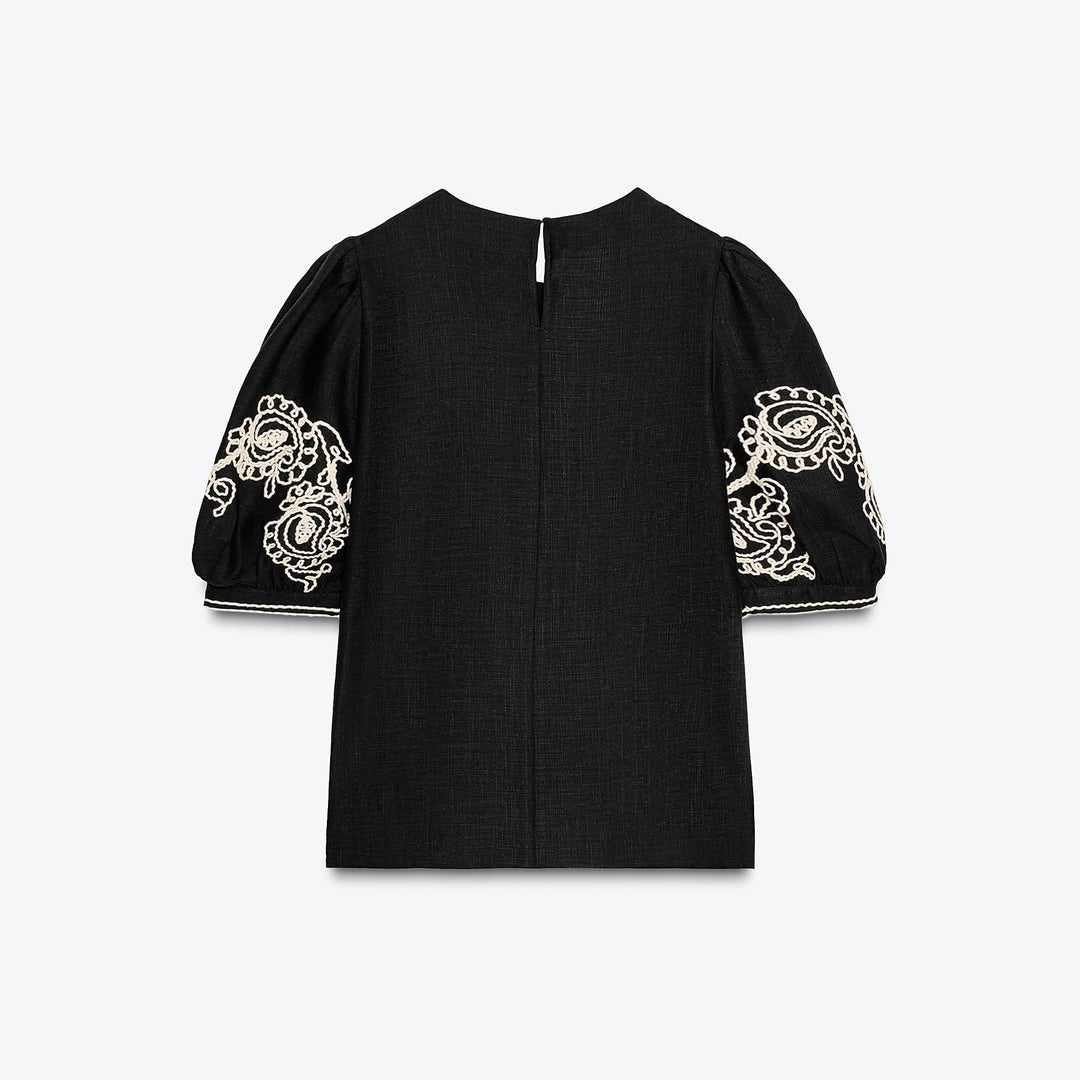 Moudda ZARA - Top - Broderie & Manches Bouffantes - Tunisie 2