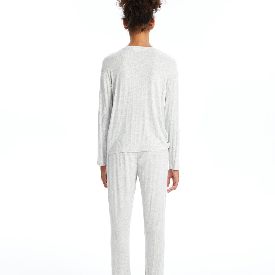 Moudda LC Waikiki - Pyjama en jersey manches longues Femme Mélange de gris - Tunisie 4
