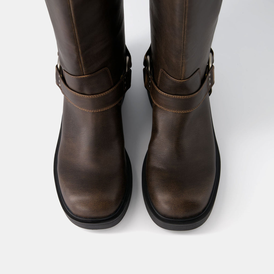 Moudda BERSHKA - Bottes motardes marron avec boucles multiples - Tunisie 1