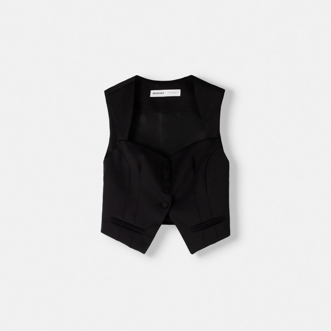 Moudda BERSHKA - Gilet ajusté double épaisseur, encolure carrée – ensemble - Tunisie 1