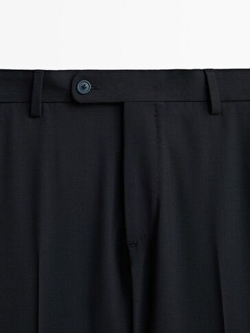 Moudda Massimo Dutti - Pantalon costume bi-naturel extensible bleu marine - Tunisie 5