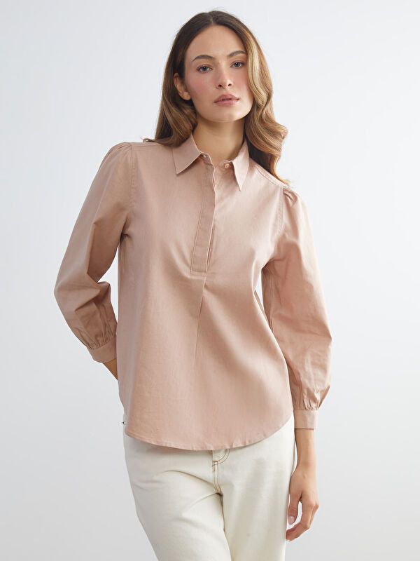 Moudda LC Waikiki - Blouse tissée manches longues Femme Brun - Tunisie 1