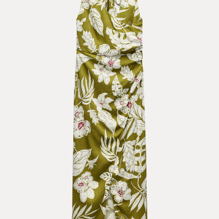 Moudda ZARA - Robe mi-longue lin/viscose décolleté dos imprimé - Tunisie 1