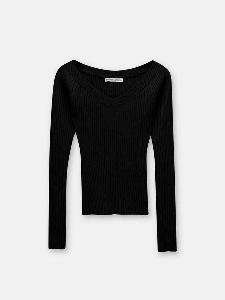 Moudda PULL & BEAR - Pull Col V Bardot Côtelé - Tunisie 6