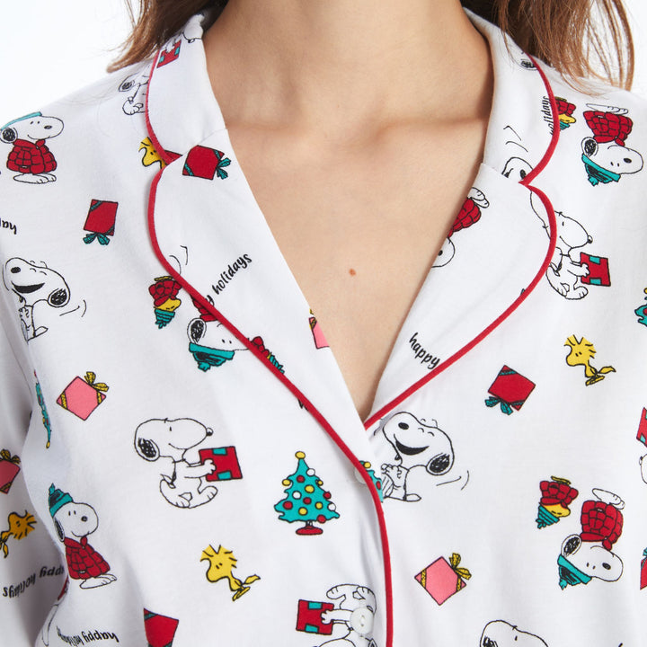 Moudda LC Waikiki - Pyjama en jersey manches longues Femme Imprimé écru - Tunisie 3