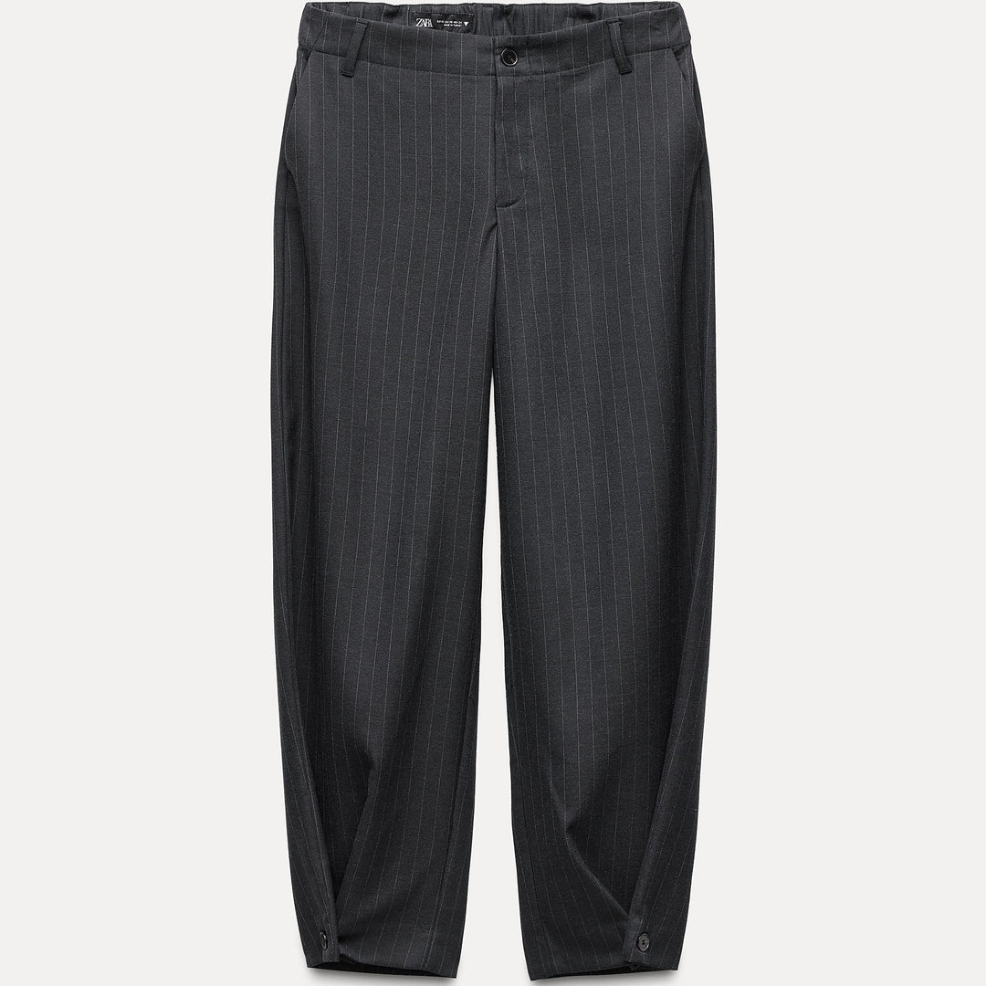 Moudda ZARA - Pantalon tonneau bouton ourlet rayé diplomate - Tunisie 1