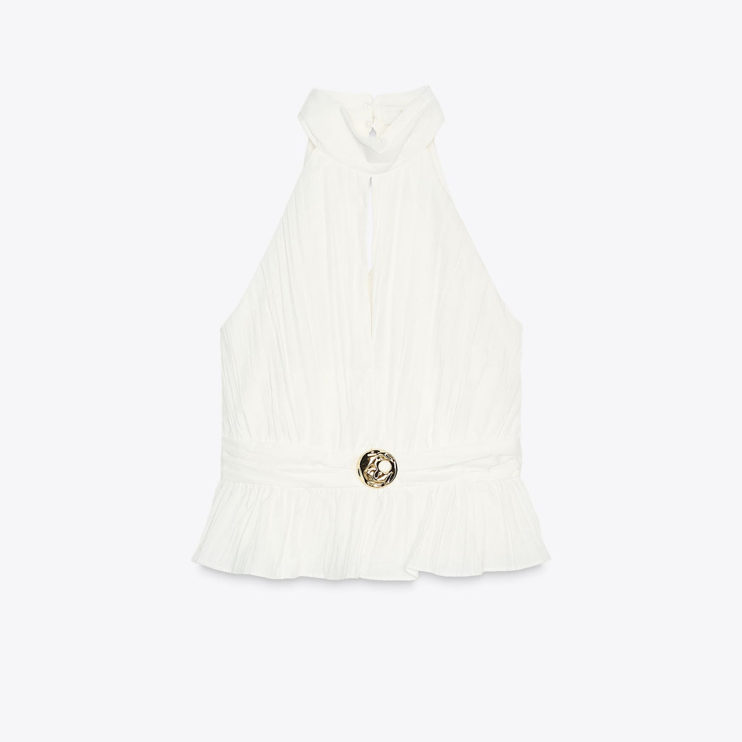 Moudda ZARA - Top Plissé Halter - Détail - Tunisie 1