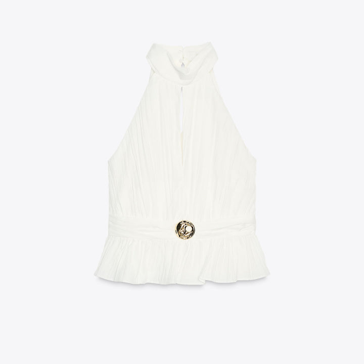 Moudda ZARA - Top Plissé Halter - Détail - Tunisie 1