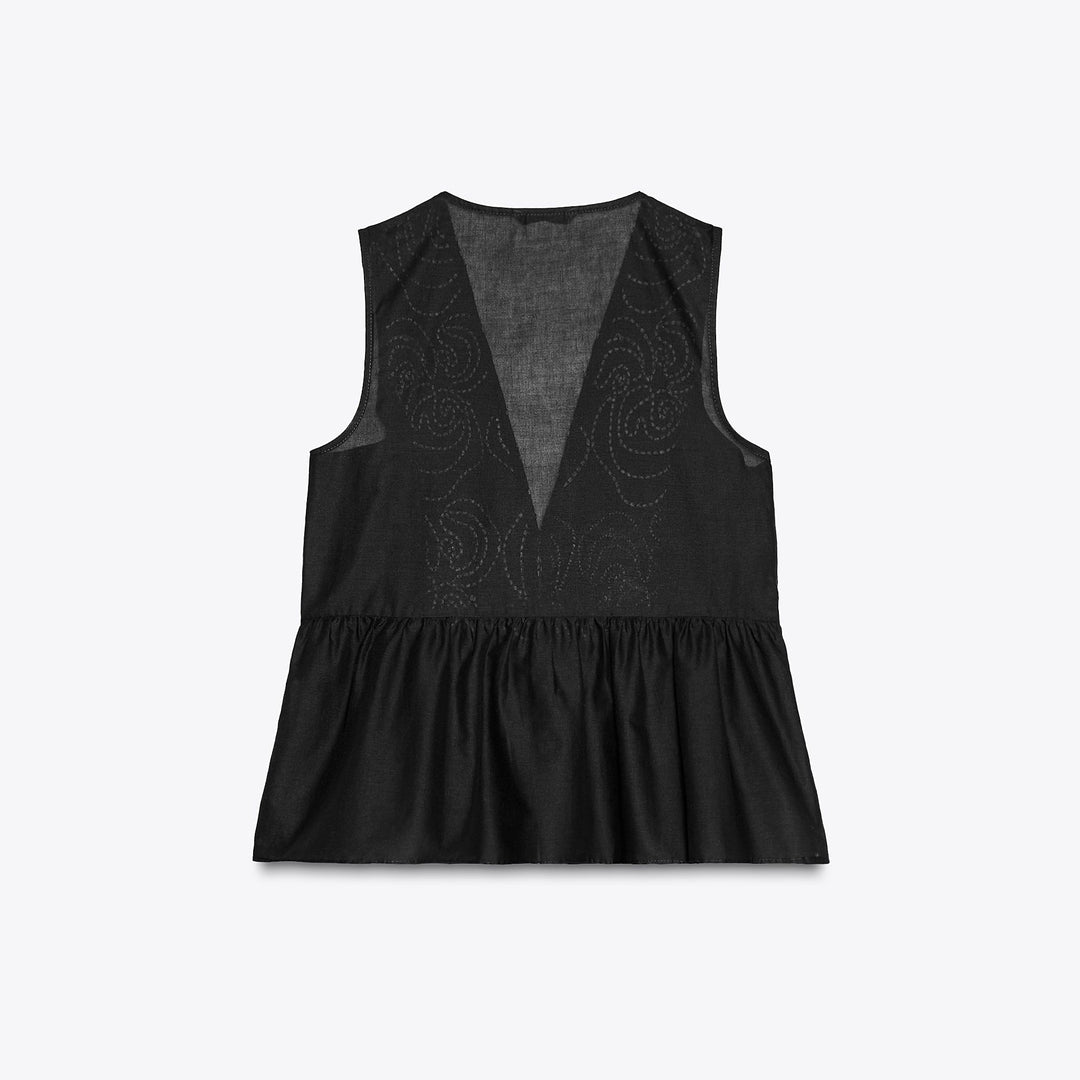 Moudda ZARA - Blouse Manches Courtes - Empiècement Brodé Contrasté - Tunisie 2