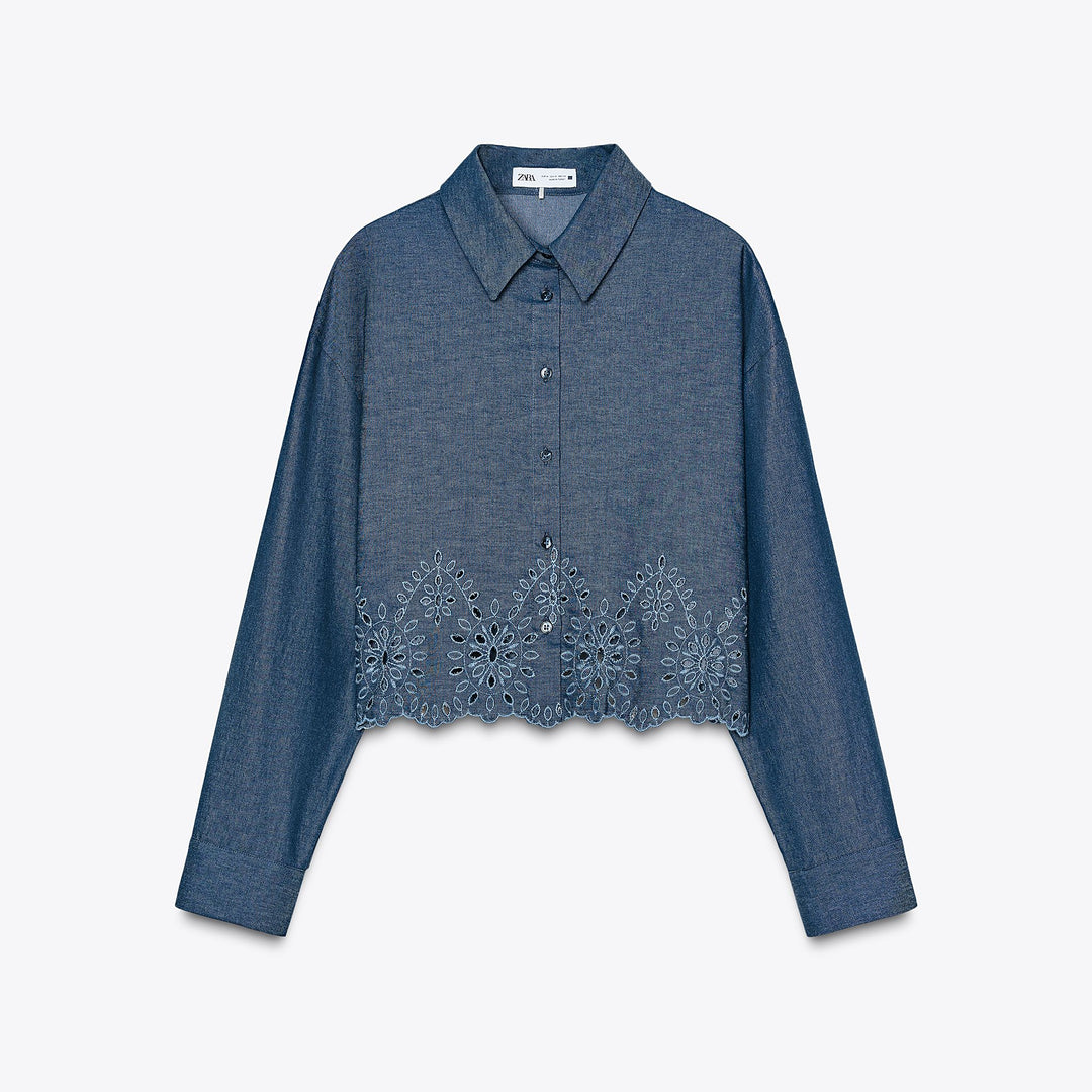 Moudda ZARA - Chemise Cropped - Broderie Suisse - Tunisie 1