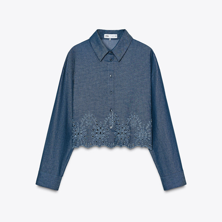 Moudda ZARA - Chemise Cropped - Broderie Suisse - Tunisie 1