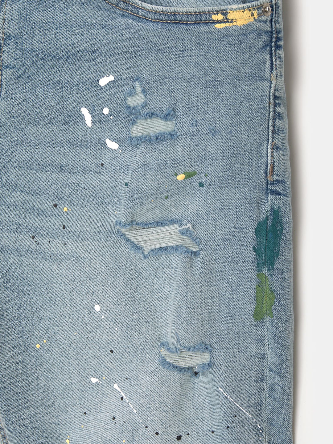 Moudda PULL & BEAR - Bermuda Denim Slim Déchiré Peinture - Tunisie 5
