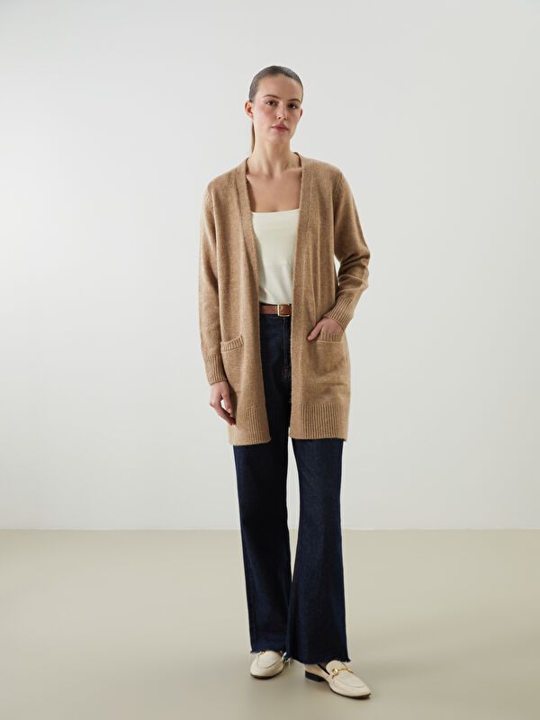 Moudda LC Waikiki - Cardigan tricot épais Femme Mélange de chameau - Tunisie 2