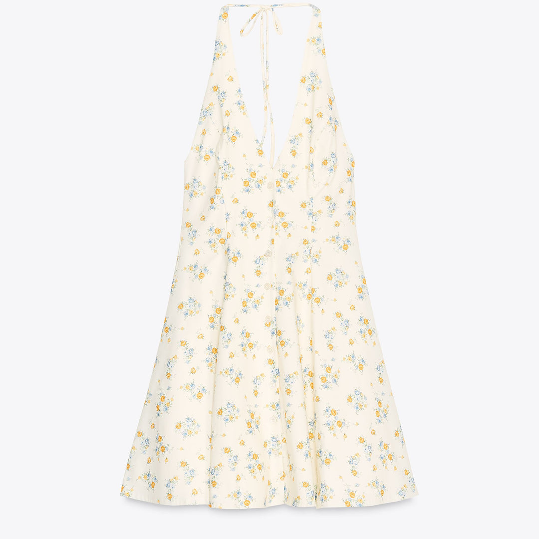 Moudda ZARA - Robe Courte Popeline Élastique Halter - Volume & Boutons - Tunisie 1