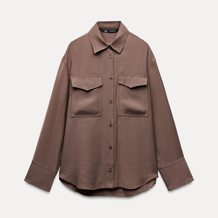 Moudda ZARA - Chemise fluide oversized manches longues détail poches - Tunisie 1