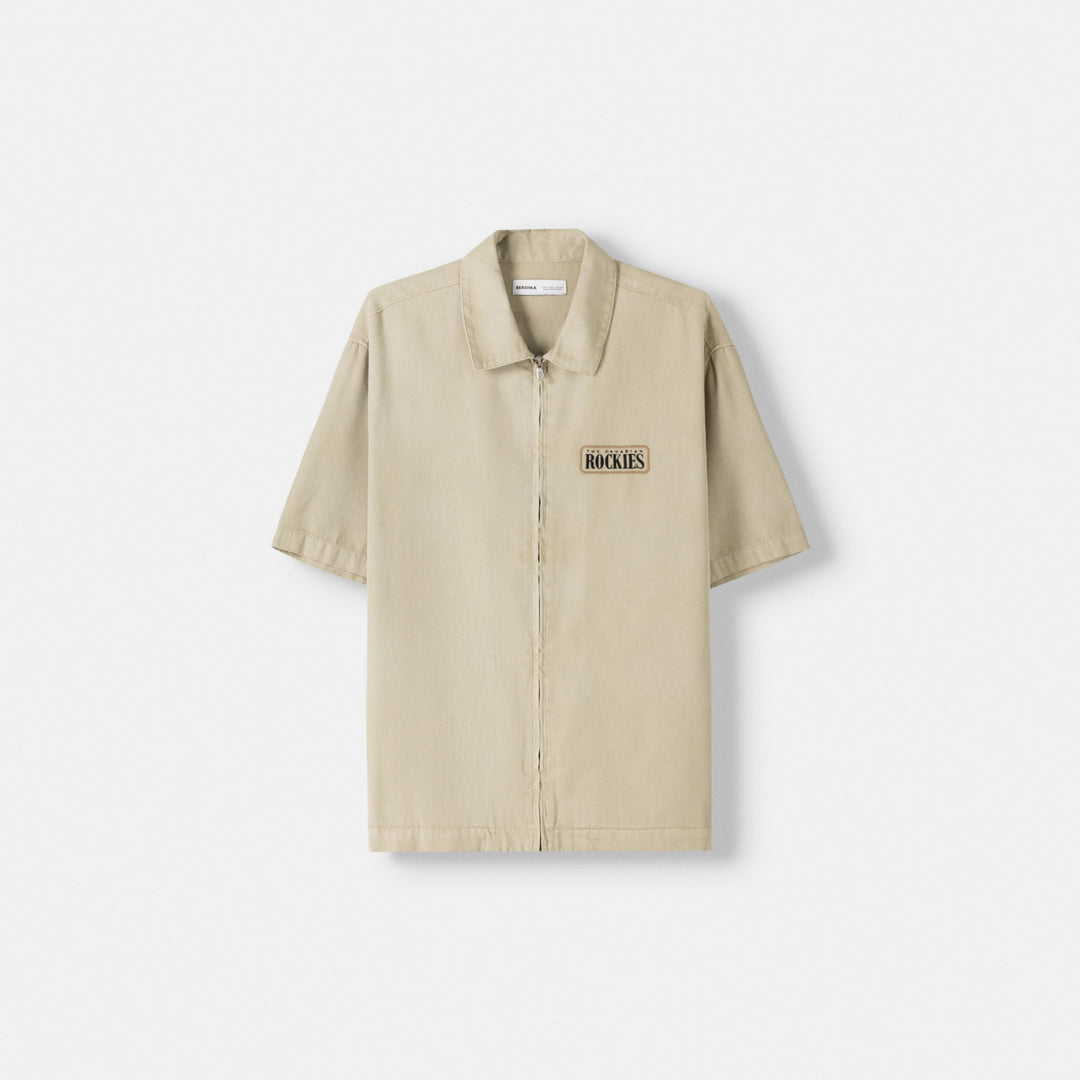 Moudda BERSHKA - Chemise Relax en Coton Brodé Zippée - Tunisie 1