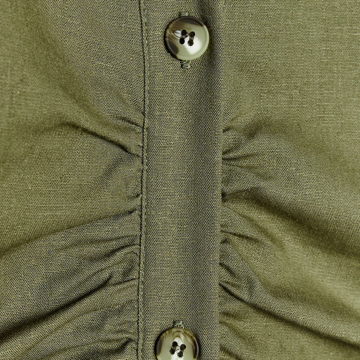 Moudda ZARA - Robe Midi Lin Stretch - Fronces & Encolure Forcée - Tunisie 3