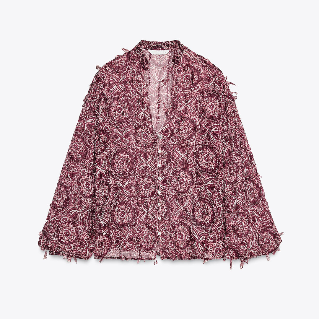 Moudda ZARA - Chemise Imprimée - Encolure Forcée & Franges - Tunisie 1