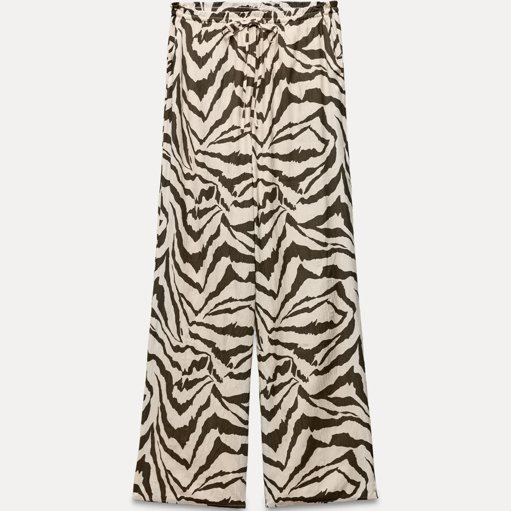Moudda ZARA - Pantalon fluide structuré imprimé zèbre taille élastique - Tunisie 2
