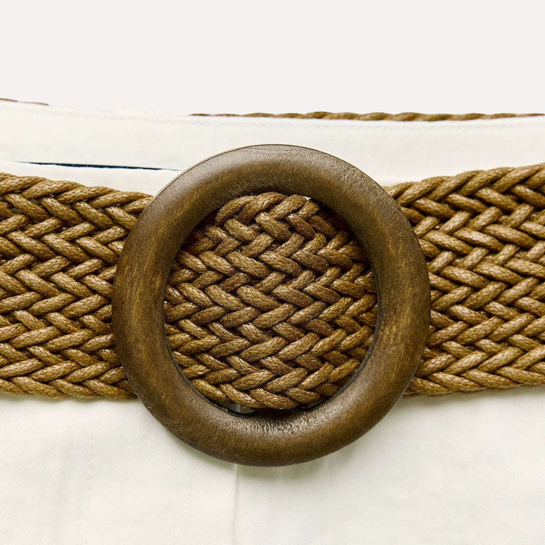 Moudda ZARA - Short ceinture large boucle ronde imitation bois - Tunisie 4