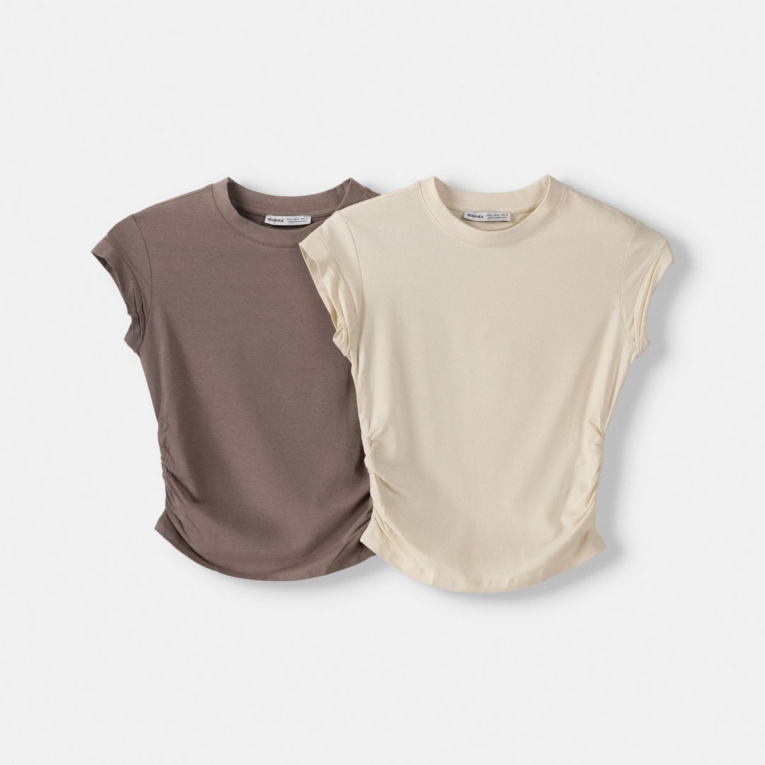 Moudda BERSHKA - T-shirt manches courtes avec revers manche (pack x2) - Tunisie 1