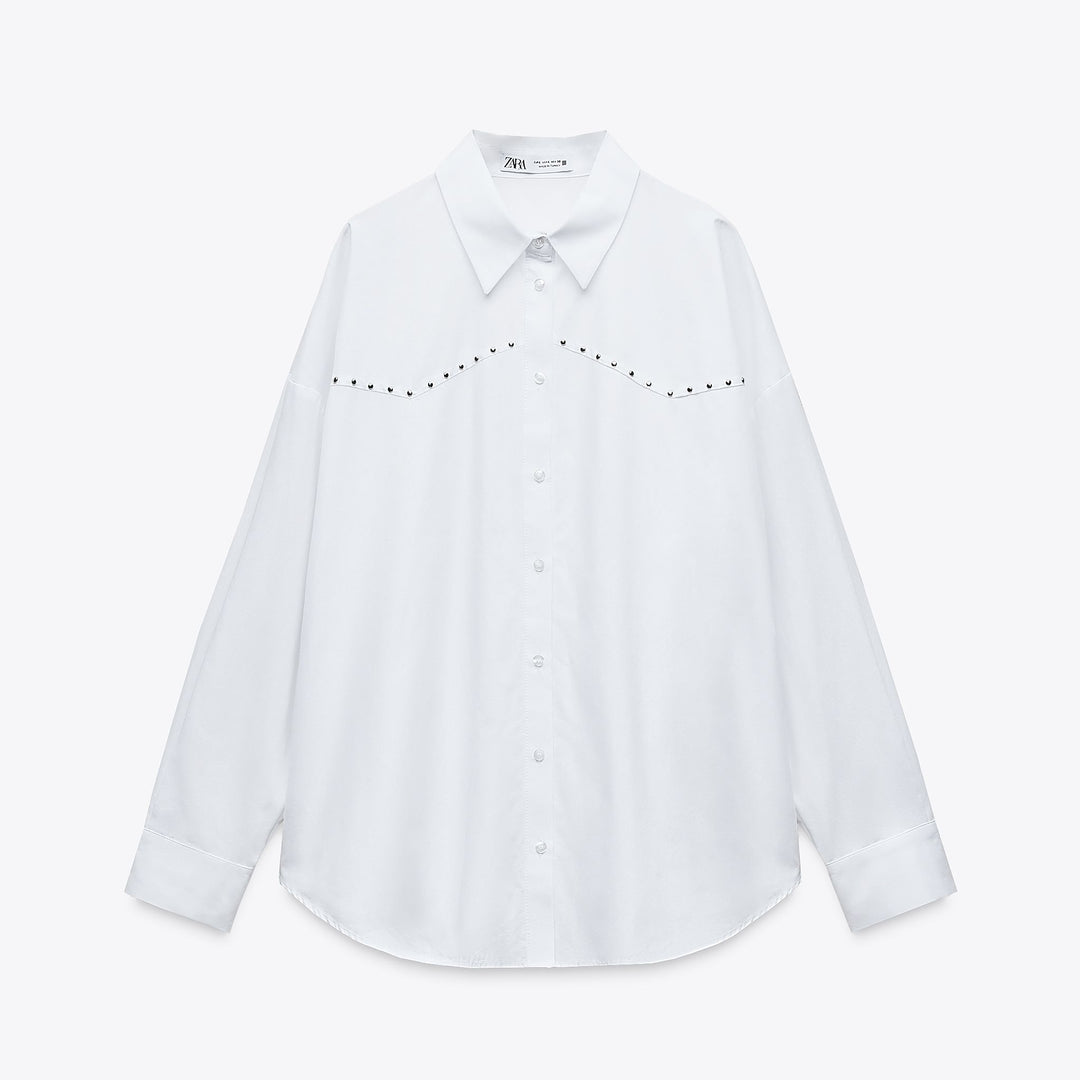 Moudda ZARA - Chemise Popeline Oversize - Clous Argentés - Tunisie 1