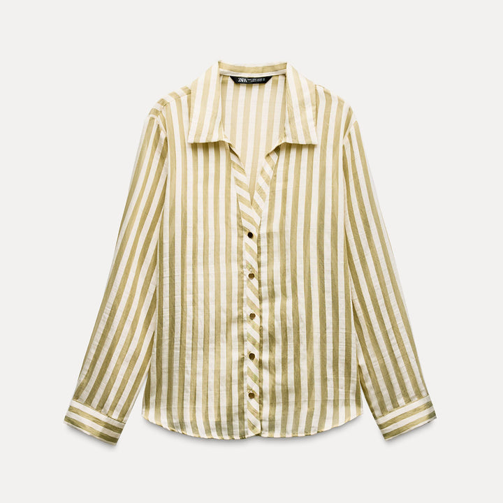 Moudda ZARA - Chemise rayures ML col déporté bouton doré - Tunisie 1