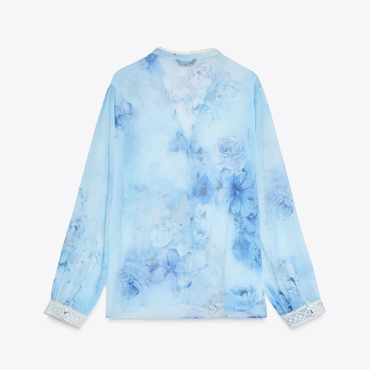Moudda ZARA - Blouse Romantique - Imprimé Aquarelle & Dentelle - Tunisie 2