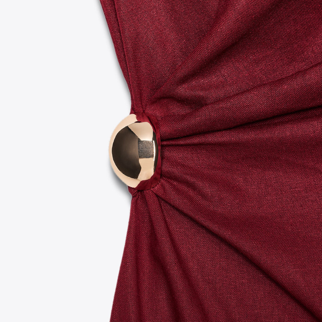 Moudda ZARA - Robe Midi Lin - Drapé & Applique - Tunisie 3