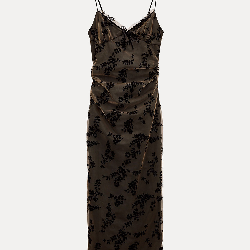 Moudda ZARA - Robe mi-longue en dentelle fines bretelles nœuds - Tunisie 2