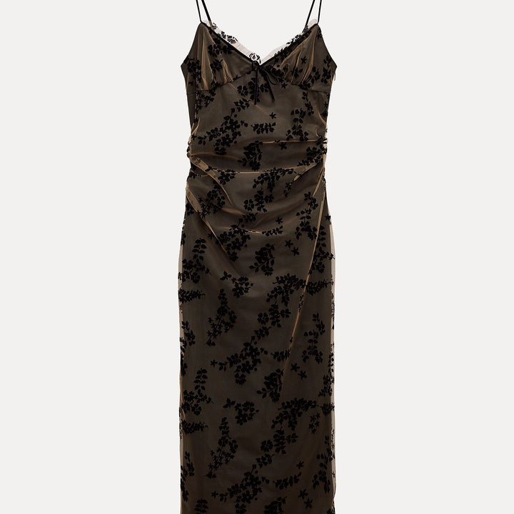 Moudda ZARA - Robe mi-longue en dentelle fines bretelles nœuds - Tunisie 2