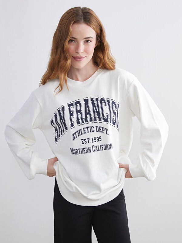 Moudda LC Waikiki - Sweatshirt en jersey Femme Ecru - Tunisie 1