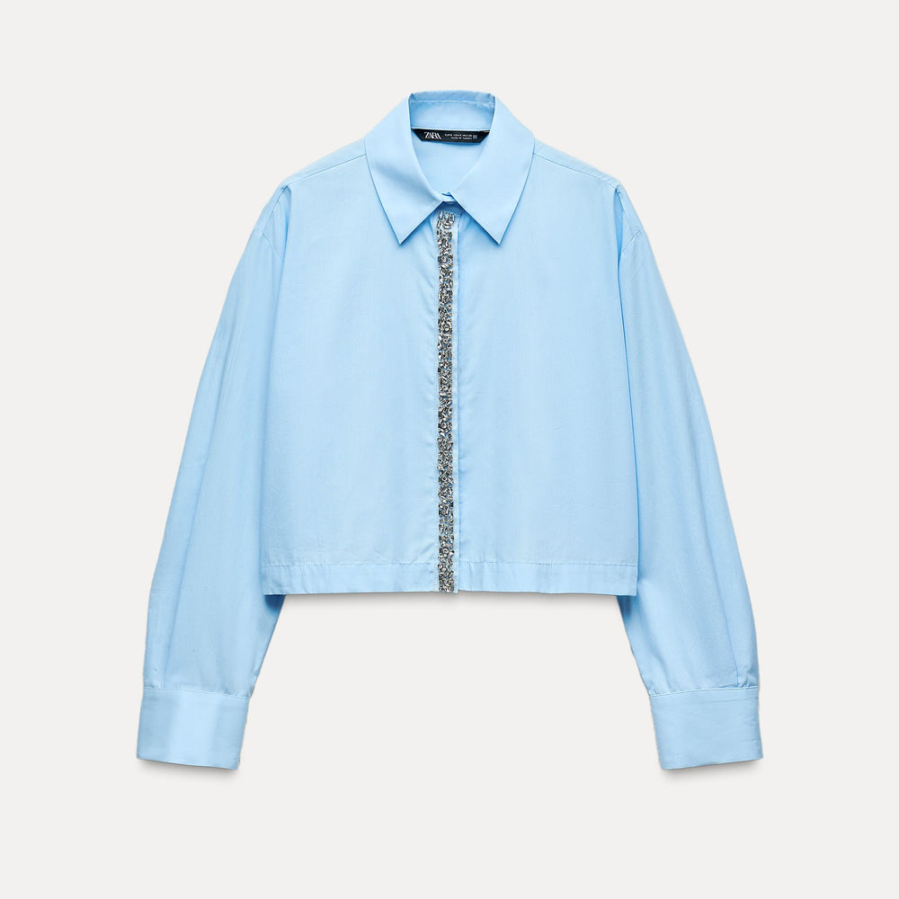 Moudda ZARA - Chemise courte en popeline, détail bijou - Tunisie 2