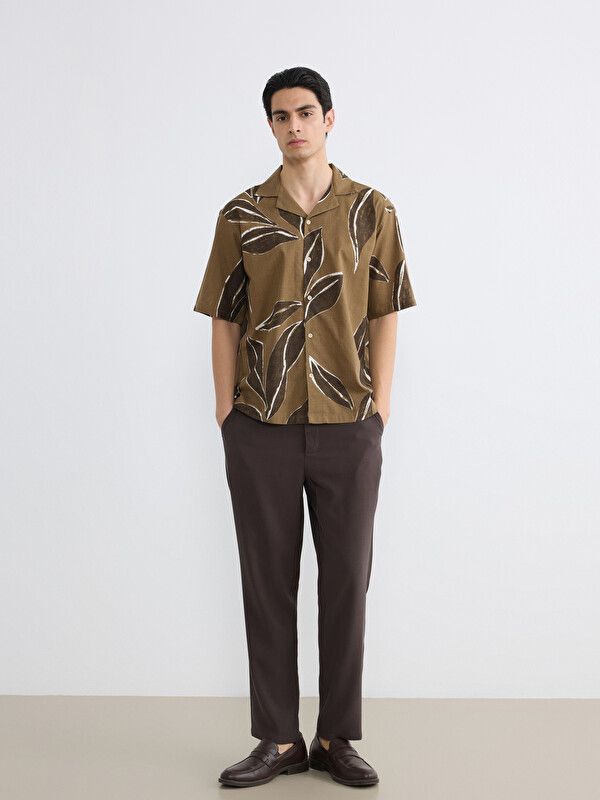 Moudda LC Waikiki - Chemise imprimée manches courtes en tissu pour Homme couleur Marron imprimé - Tunisie 2