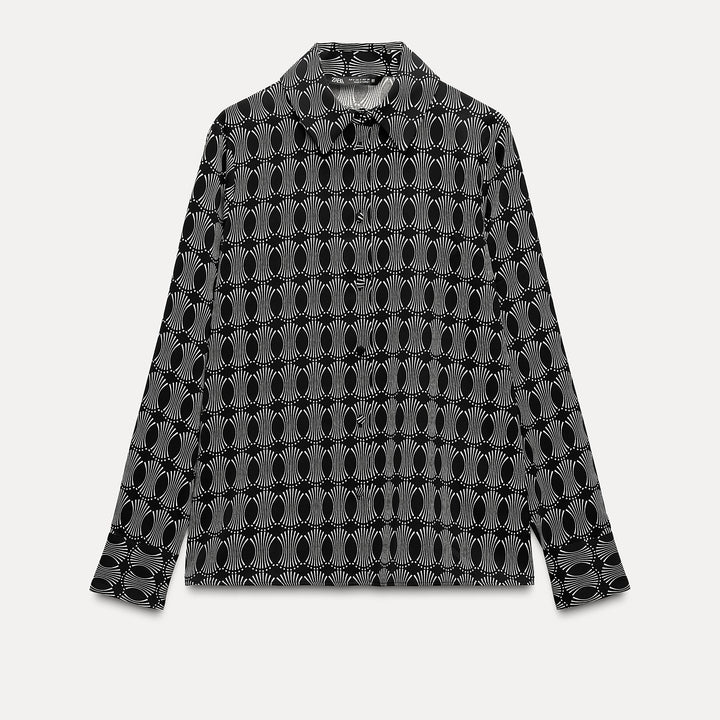 Moudda ZARA - Chemise en crêpe manches longues, imprimé géométrique - Tunisie 1