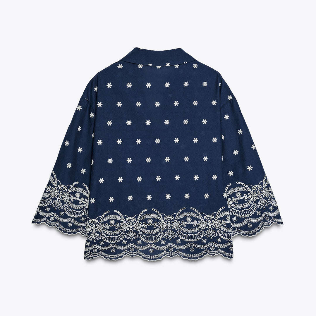 Moudda ZARA - Ensemble Chemise - Broderie Contrastée Bas & Manche - Tunisie 2