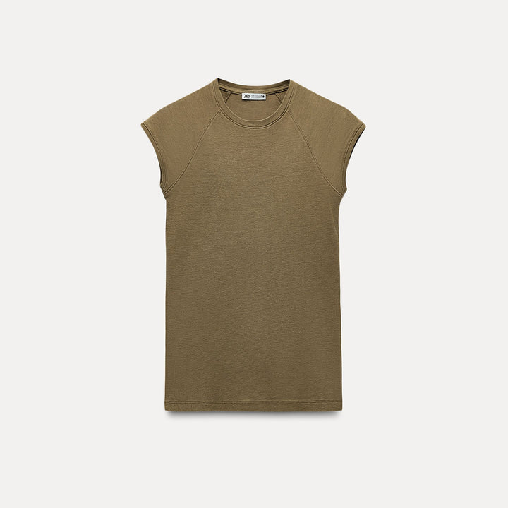Moudda ZARA - T-shirt Coton Lavé Manches Courtes Raglan - Tunisie 1