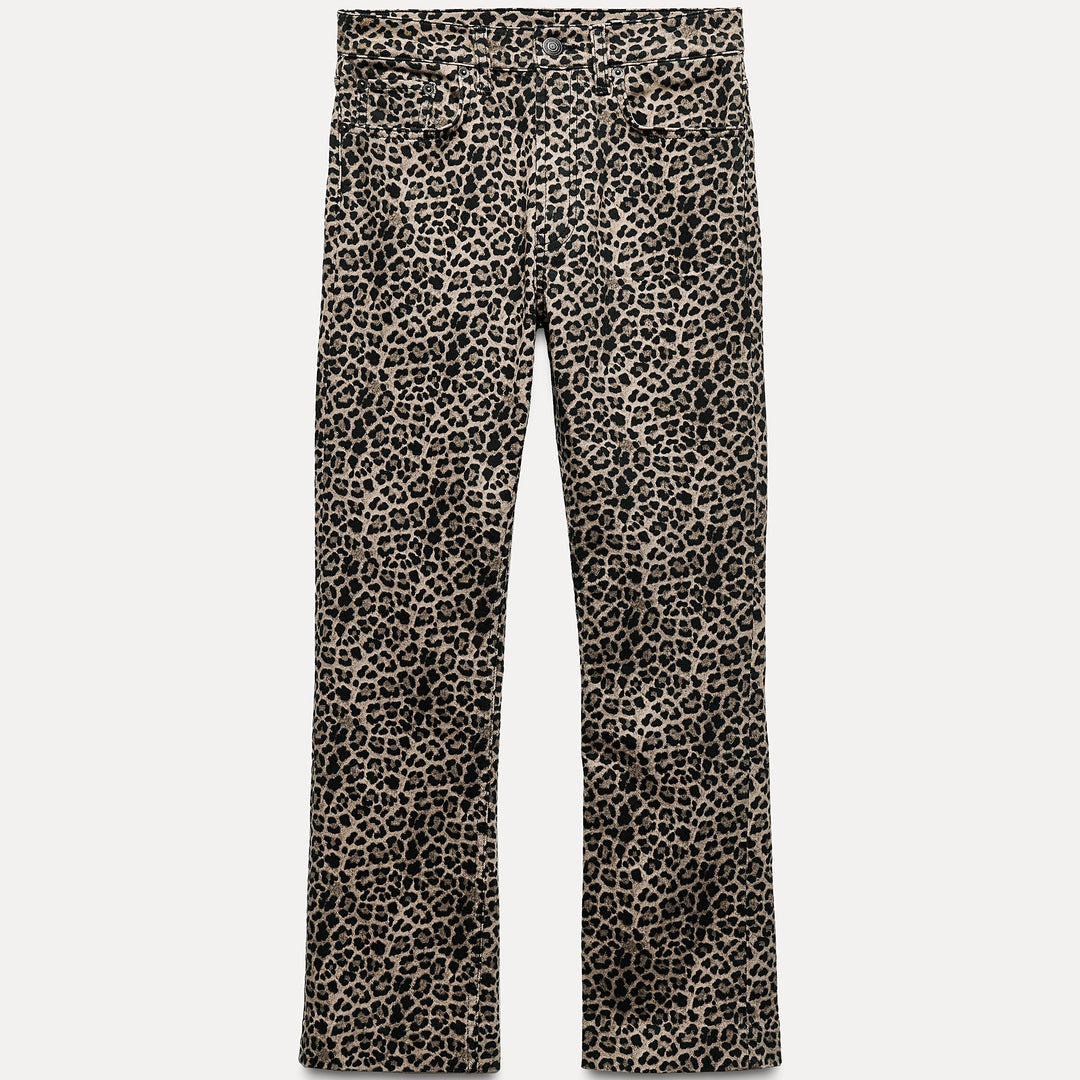 Moudda ZARA - Jean bootcut taille haute court imprimé animalier - Tunisie 2
