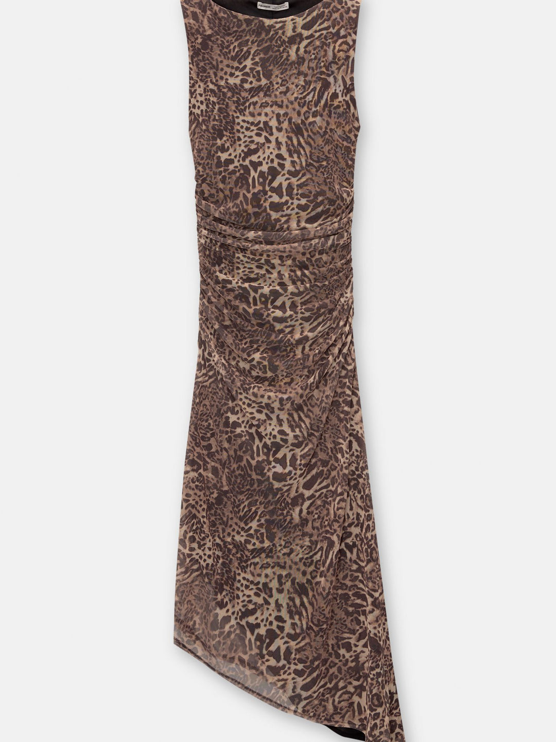 Moudda PULL & BEAR - Robe Midi Asymétrique Fronce Ceinture Tulle Imprimé - Tunisie 3