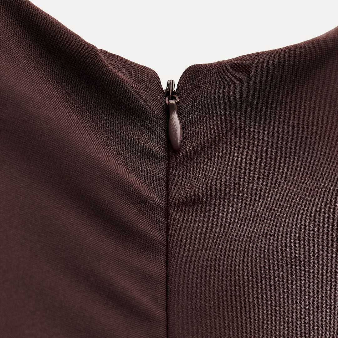 Moudda ZARA - Robe mi-longue maille manches courtes col rond détail volant central - Tunisie 5