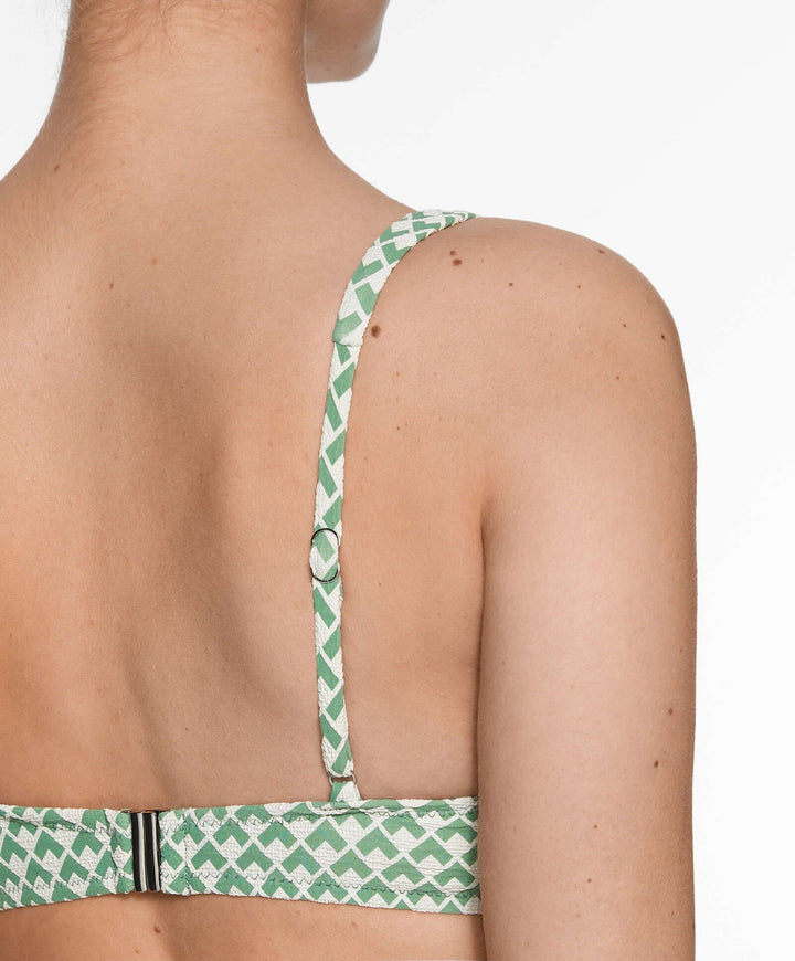 Moudda Oysho - Culotte Halter Mousse Extra Sans Armatures Jacquard Géométrique Vert - Tunisie 3