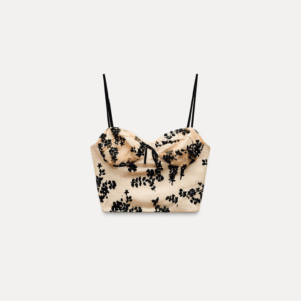 Moudda ZARA - Top brodé fleurs fines bretelles - Tunisie 2