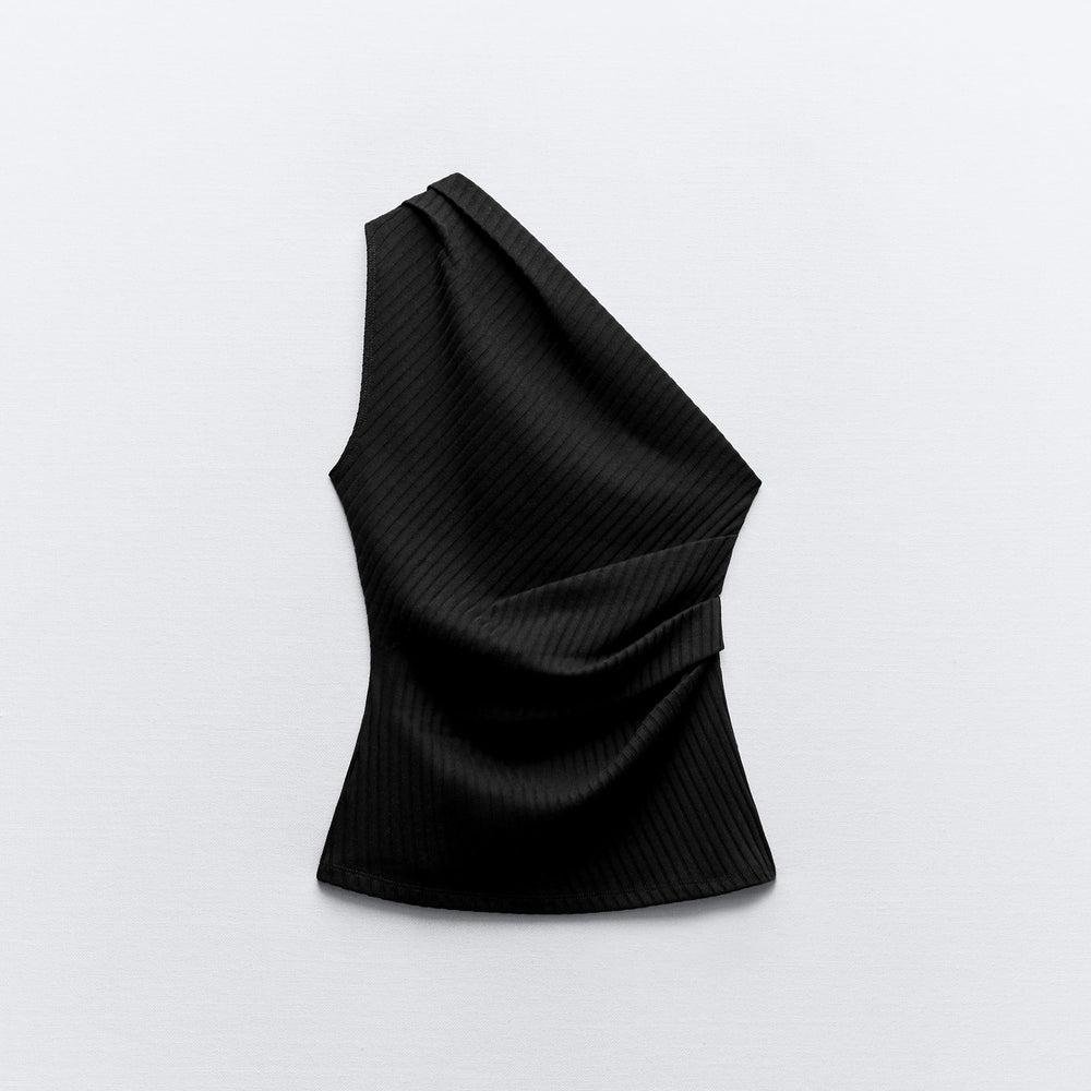 Moudda ZARA - Top Drapé Asymétrique Maille Côtelée - Tunisie 2