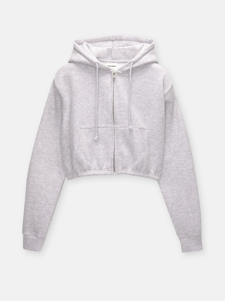 Moudda PULL & BEAR - Sweat Gris à Fermeture Capuche Crop Tunnel - Tunisie 1