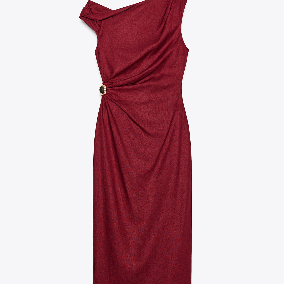 Moudda ZARA - Robe Midi Lin - Drapé & Applique - Tunisie 1