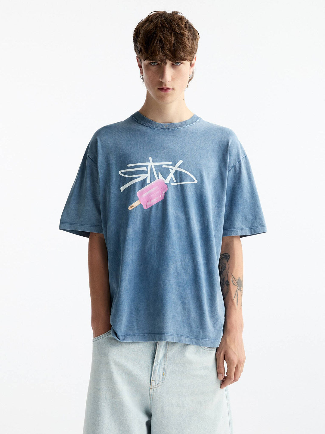 Moudda PULL & BEAR - T-Shirt Lavé Logo STWD Glace - Tunisie 4