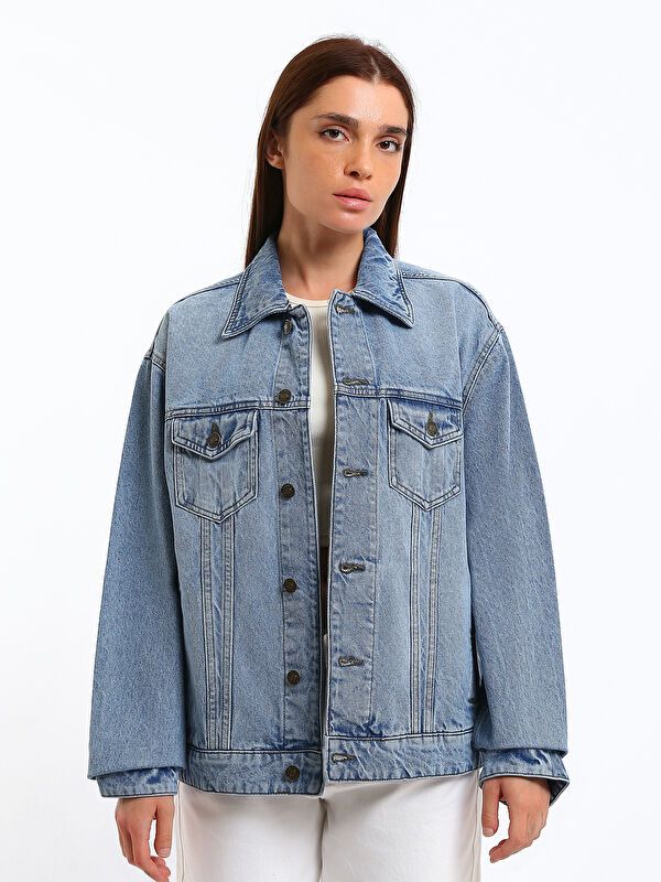Moudda LC Waikiki - Veste en jean couleur Rodeo Bleu indigo moyen pour femmes - Tunisie 1