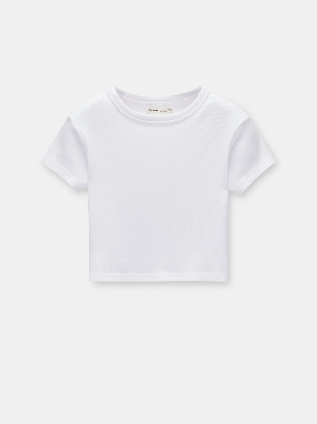 Moudda PULL & BEAR - T-Shirt Basique Crop Côtelé Encolure Ronde - Tunisie 1